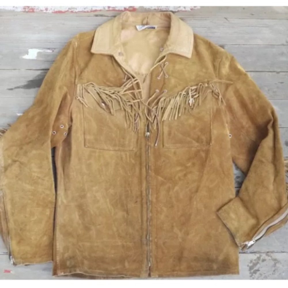 1940s Buckskin Leather Fringe Western Jacket